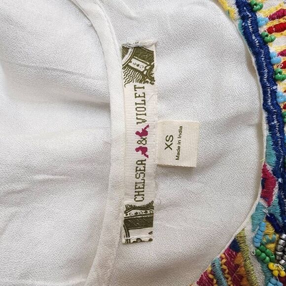 Chelsea & Violet Cream Embroidered & Beaded Tank Top (XS) - Picture 6 of 6